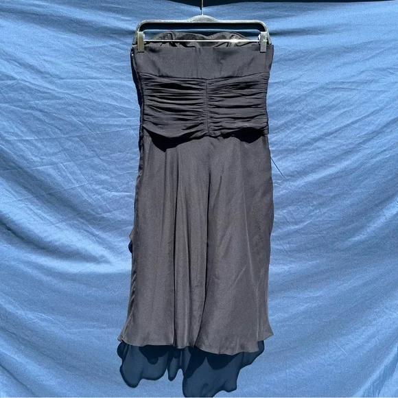 100% Silk WHBM Strapless Black Cocktail Homecoming Dress size 4 natural fibers - Picture 2 of 10